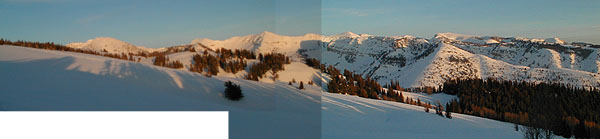 The view southeast from Baldy Knob yurt Rendezvous ski tours.