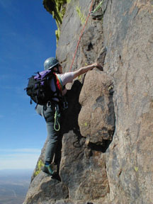 Morresa on the 5.6 crux