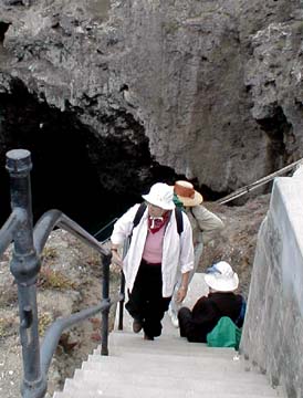 Ellen on the stairs Anacapa Island